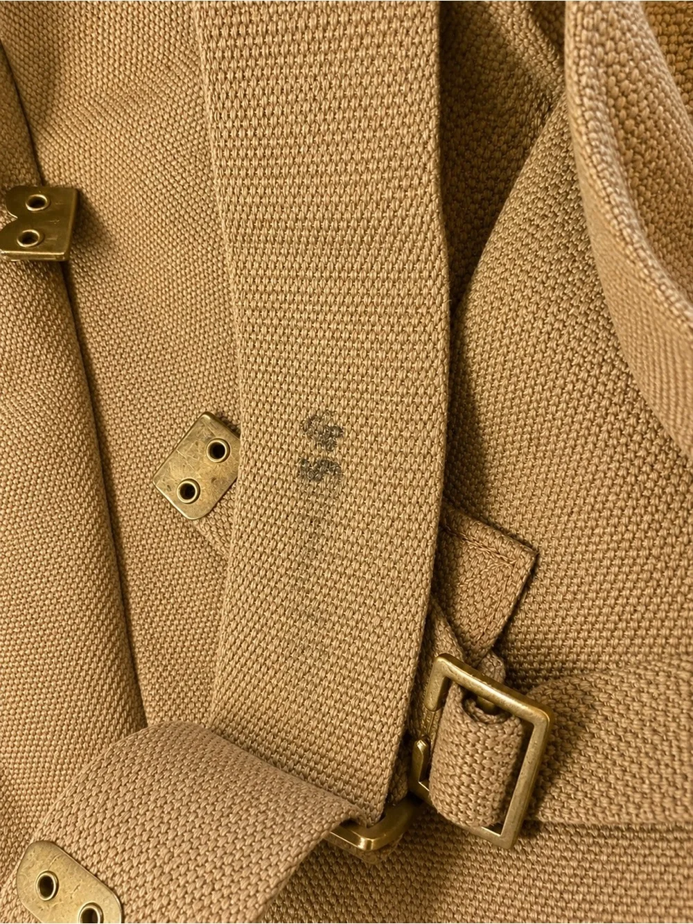 Vintage Military Khaki Canvas Rucksack Field Backpack